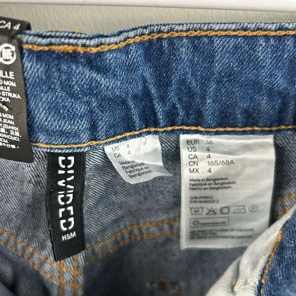 H&M High Waist Mom Jeans Distressed Ankle length Button Fly Size 4 New - Picture 5 of 8
